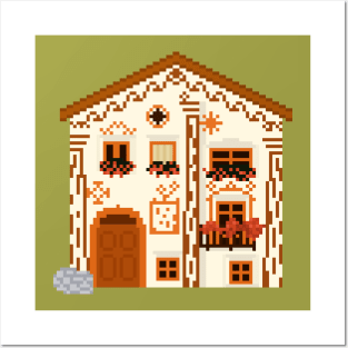 Flowery Cottage Pixel Art Posters and Art